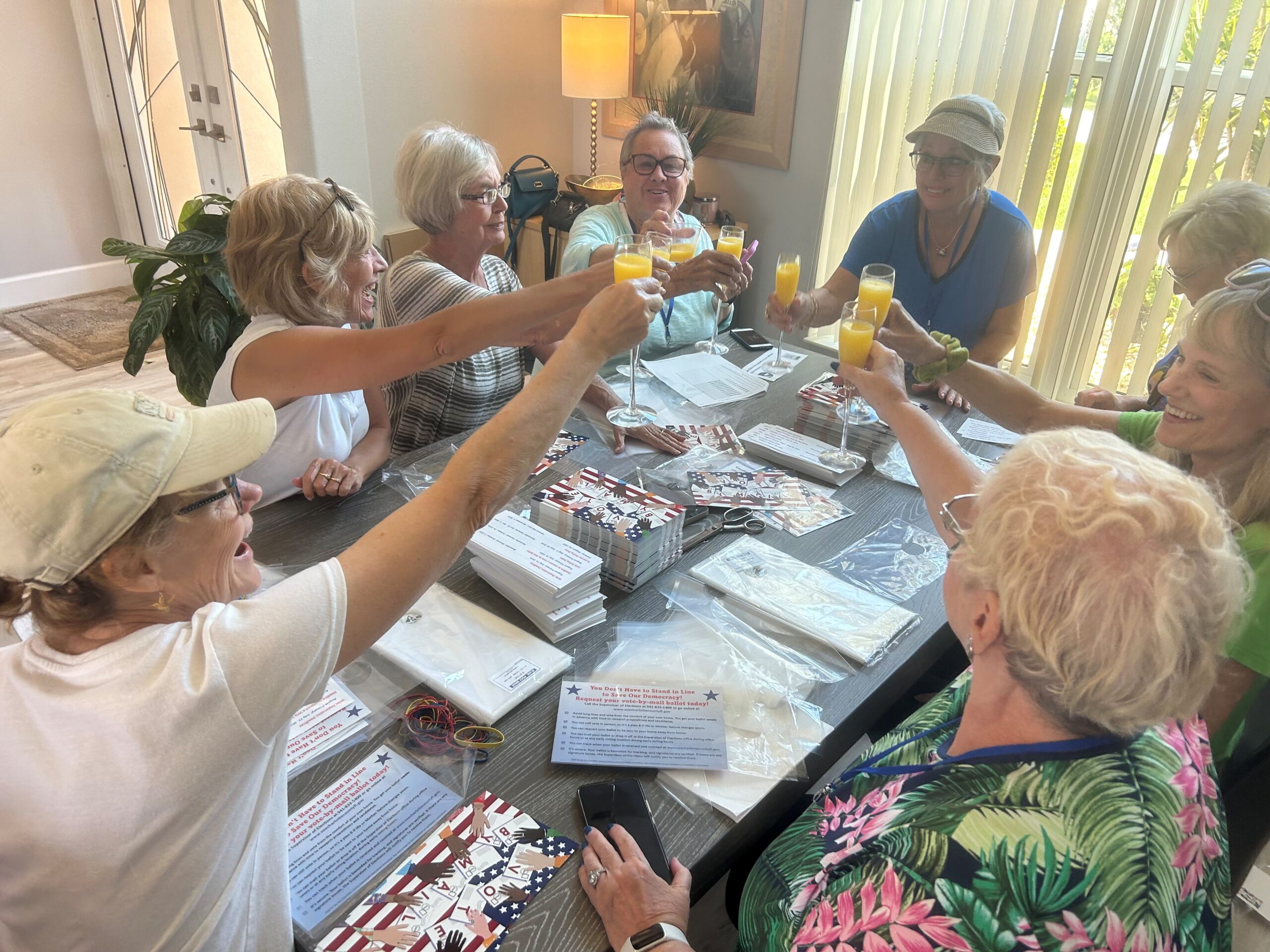 EDC Volunteers stuffing envelopes